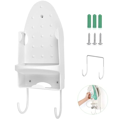 Oranlife Wall Mounted Ironing Board Rack Electric Iron Holder, White