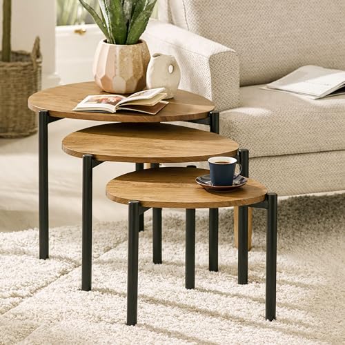 Julian Bowen Lorette Nest of Tables, Set of 3, Oak Effect - W50 x D53cm
