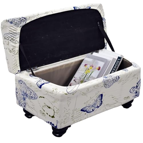 FUANGUI Ottoman Cover Slipcovers Rectangular Folding Stretch - Storage Bench Footrest Sofa Stool Covers Footstool Protector with Elastic Bottom, Removable Washable,Medium