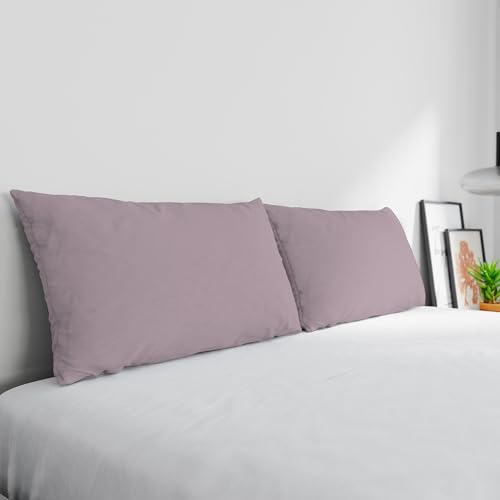 Max Color Pair of Pillowcases 100% Cotton, Made in Italy, Pillowcase Size 50 x 80 cm with Inner Flap, Solid Colour - Antique Pink