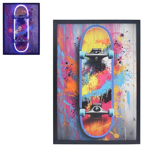 Lesser & Pavey Wall Art – Skateboard Mini Bricks for Living Room Decor & Bedroom Walls - Stylish Canvas Wall Art for Decorative Home Accessories - Lovely Birthday Gifts for Women & Men