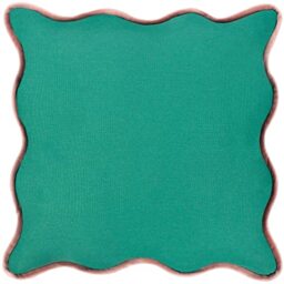 furn. Heya Home Wiggle Reversible Cushion – Fun Contrasting Velvet Piped Trim Polyester Filled (Green/Pink – 45 x 45cm)