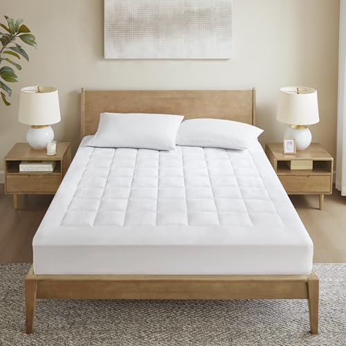 Madison Park Cloud Soft Overfilled Plush Bed Protector Waterproof Mattress Cover Queen White