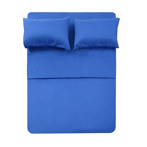 Best Season 400 Thread Count Cotton Double Bed Full Size Sheet Set (Royal Blue Color) 4 Piece - 100% Long Staple Cotton Sheets Set, Soft Cotton Bed Sheets Sets with Deep Pocket fit Upto 16 inch