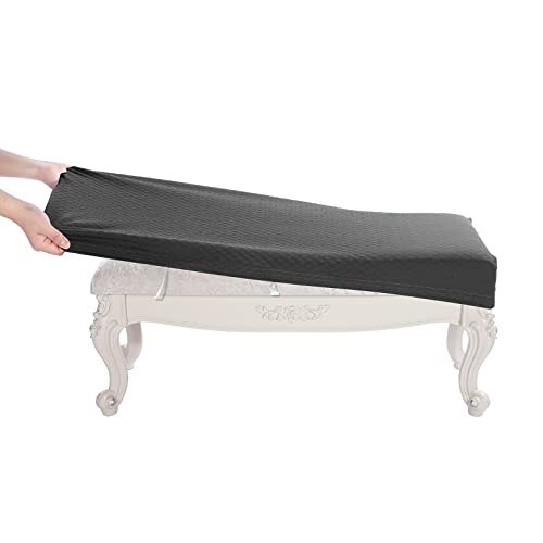 "BUYUE Luxury Shoe Bench Cover, (36.5""- 48"") L x (13.8""- 18"") W Stretch Jacquard Washable Rectangle Long Dining Bench Slipcover (L, Grey)"