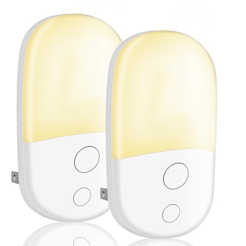 Night Light Plug in Walls & Night Light with Dusk to Dawn Photocell Sensor, Energy Saving Night Lights Kids for Children's Room, Stairs, Hallway, Bedrooms, Garage (Warm White, 2 Pack, 3000K)