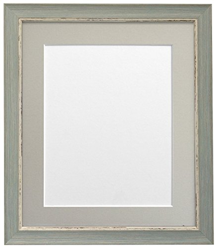 FRAMES BY POST Nordic Distressed Picture Photo Frame, Recycled Plastic, Blue with Light Grey Mount, 18 x 12 Image Size 14 x 8 Inch