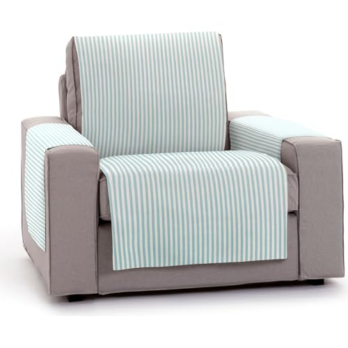 ECOMMERC3 Universal Sofa Cover with Elastic Bands Size 1 Seater ??? Adjustable Sofa Cover Ecru/Mint Colour, Back, Seat and Arms Protection Easy and Versatile Renewal