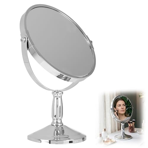 Home Inside & Out Swivel Mirror,Chrome,Magnifying Option, Silver