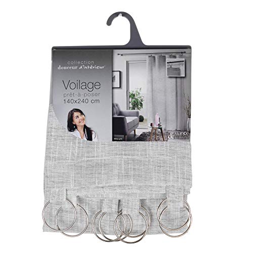 Douceur d'Intérieur Milza Curtain Panel with Rings 140 x 240 cm Grey