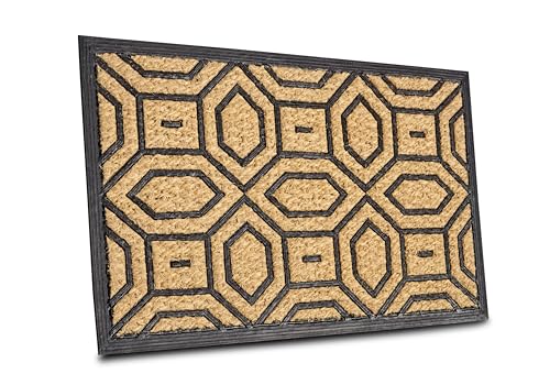 Hanse Home Coconut and Rubber Doormat - Indoor/Outdoor, Geometric Pattern, Non-Slip, Weatherproof, 45 x 75 cm