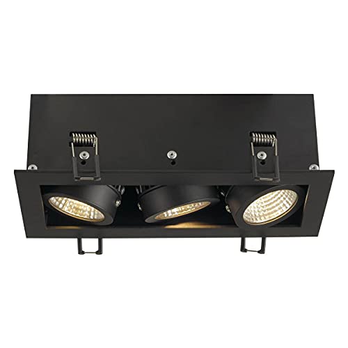SLV recessed Ceiling Light KADUX 3 Set/LED spot, floodlight, Ceiling spot, Ceiling Light, recessed Light, Internal Lighting / 3000K 20W 1920lm Black dimmable 38 Degrees