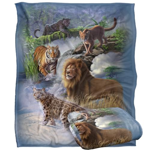 Jq Licensing - Jlo Big Cats Lion, Tiger, Leopard, Cougar Silky Touch Super Soft Throw Blanket 152 X 127 Cm