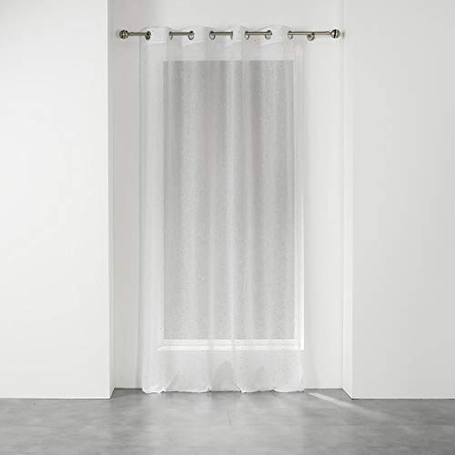Douceur d'Intérieur Elia Net Curtain with Eyelets 140 x 240 cm Appliqué Weave White/Silver