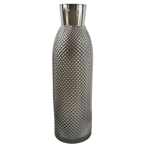 Botanik Premium Luxury Glass Vase, 50cm Smoke Grey