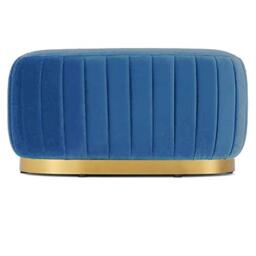 Hodge and Hodge Large Oval Velvet Ottoman Seat Aurora Design Stool Metal Base Classic Blue