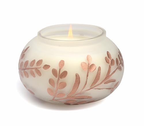 Paddywax Holiday Candles Cypress & Fir Frosted Glass Luxury Artisan Scented Candle, 255g, White/Copper