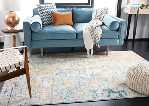 Safavieh Modern Chic Indoor Woven Rectangle Area Rug, Madison Collection, MAD457, in Light Blue / Beige, 160 X 229 cm for Living Room, Bedroom or Any Indoor Space