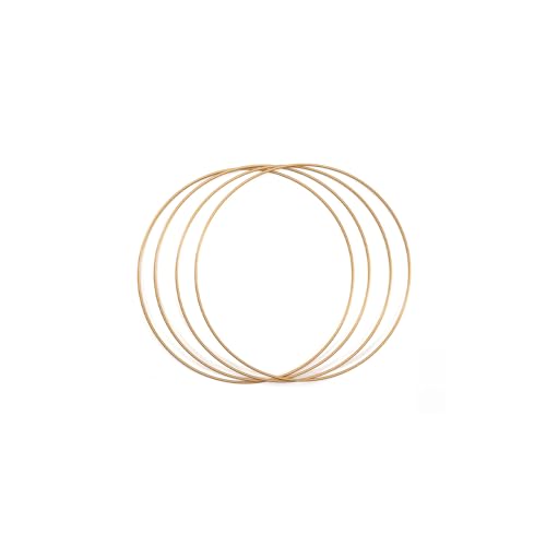 Vaessen Creative Metal Ring Antique Gold Circle of ?? 7.8 inches (20 cm), 4 Pieces of 3 mm Thick Wire Wreath Frame, Floral Hoop for Crafts, Macrame and Dream Catchers
