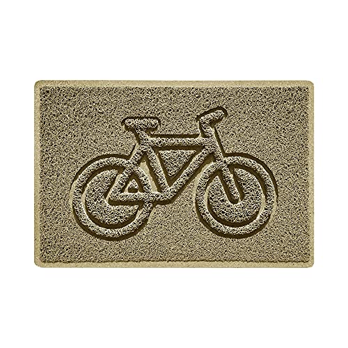Nicoman Bike Embossed Shape Door Mat Dirt-Trapper Jet-Washable Doormat-(Use Indoor or Sheltered Outdoor)- (60x40cm/23.6x15.7inches, Small) Beige