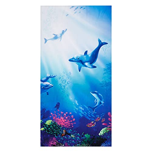 "LIVILAN Dolphin Beach Towel, 30"" x 60"" Thin, Lightweight Microfiber for Girls, Kids, Women, Super Soft, Quick Dry, Sand Free, Ideal for Pool, Bath, Travel, Perfect Dolphin Gifts"