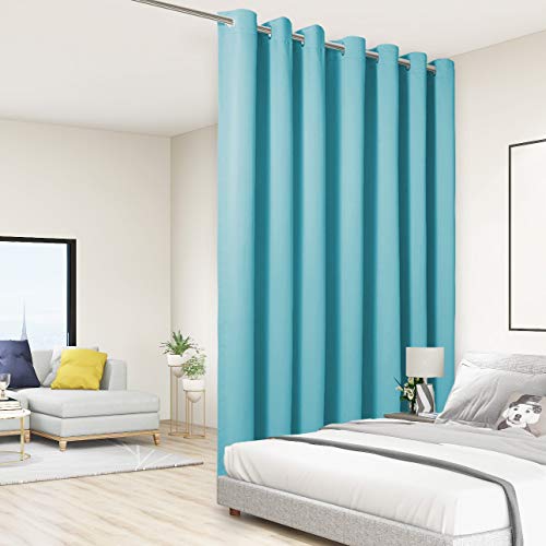Bonzer Extra Wide Room Divider Curtain Total Privacy - Wall Noise Reducing Blackout Curtains for Apartment, Studio, 96L x 120W Inch (8L x 10W ft), 1 Panel, Teal