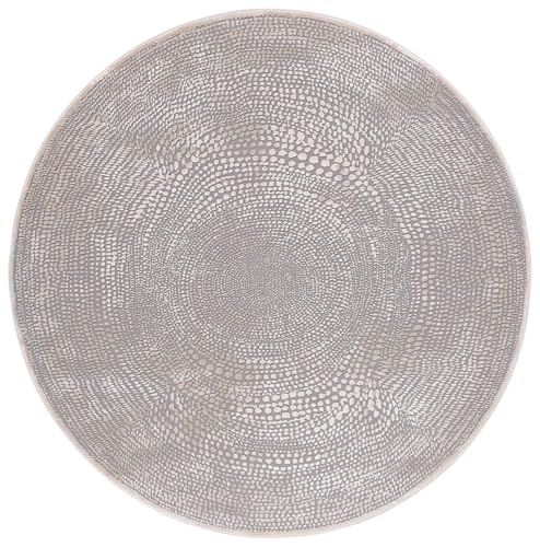 Safavieh Modern Rug for Living Room, Dining Room, Bedroom - Meadow Collection, Short Pile, in Ivory and Grey, 200 x 200 cm