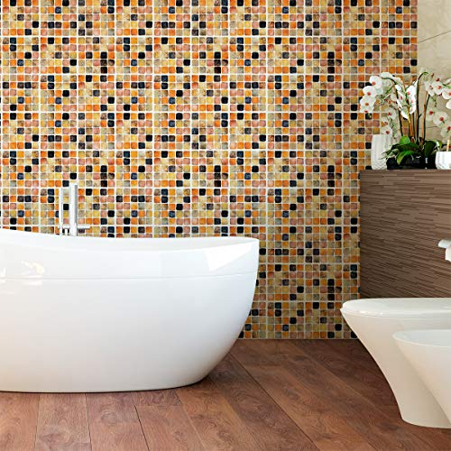 Ambiance Sticker Self-Adhesive Decorative Wall Decal Cement Tile for Bathroom and Kitchen Mosa??ques Nuance Sabl?? - Pack of 9 Stickers of 15 x15 cm