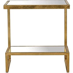 SAFAVIEH Glam Accent Table with Iron Legs, in Gold and White, 35 X 50 X 54.61