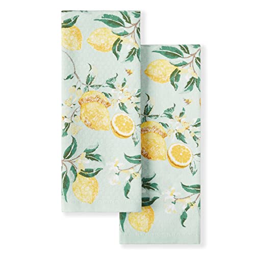 "Martha Stewart Dual Purpose Kitchen Towel 2-Pack Set, Lemon Whimsy, 16""x28"""