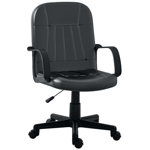 HOMCOM Office Chair Swivel PU Leather Wheels Home Office Black