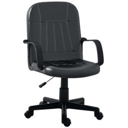 HOMCOM Office Chair Swivel PU Leather Wheels Home Office Black