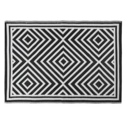 JVL Lightweight Reversible Outdoor Rug – Tiles Pattern, Plastic Woven, Indoor & Outdoor Patio, Balcony, Deck, Waterproof, Weather Resistant, 150x210cm