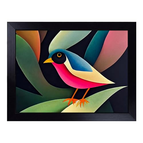 Lap Tray with Bean Bag Cushion, Curious Bird - Handmade in the UK, Raised Wooden Edge, Padded Cushion, Heat-Resistant Wipe-Clean Surface, for Meals, Laptops and Crafts