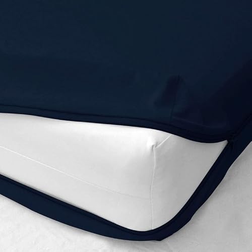 Shreem Linen Zipper Fitted Sheet -16 Inch Extra Deep Pocket, Soft Brushed Microfiber Bottom Sheet, Wrinkle, Shrink & Fade Resistant, Hotel Quality, Navy Blue, Twin XL