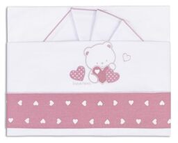 Andy&Helen MAXI Cot Sheet Set with Elastic Bands and Pillowcase - Bear Heart Pattern - 3 Pieces - Cotton - Machine Washable