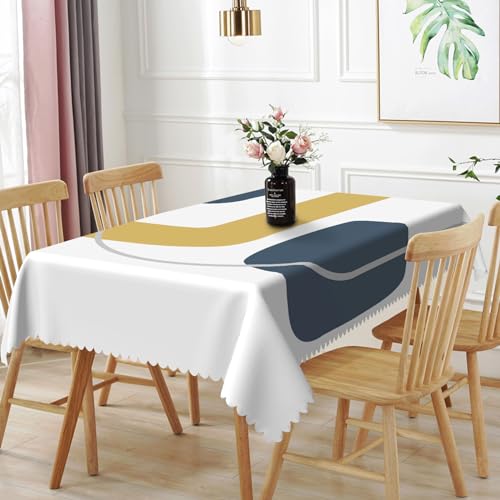 TTQYFNM 60x102inches Mid Century Tablecloth Abstract Modern Geometric Minimalist Simple Art Fabric Table Cloth Spill proof Wipeable Rectangle Table Cover for Kitchen Dining Room Living Room Home Decor