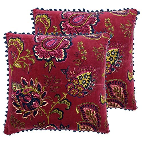 Paoletti Malisa Twin Pack Feather Filled Cushions, Pomegranate, 50 x 50cm