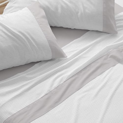 Burrito Blanco - Cotton Flannel Sheets - 135 cm Bed Design 573 - Grey Color (135 x 190/200 cm.)