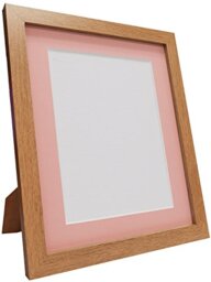 Q7 Picture Photo Frame, Oak with Pink Mount, 6 x 4 Image Size 4.5 x 2.5 Inch