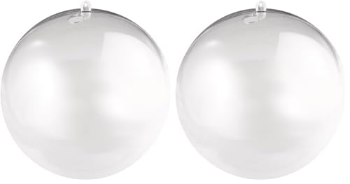 Rayher Clear Fillable Plastic Ball for Seasonal Crafts, Large Transparent Hanging Ball, Two-Part Bauble for Crafting and Decoration, Diameter 16cm, 3946237 (Pack of 2)