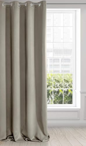Eurofirany LOGAN Extra Long Blackout Curtain - 1 Unit. Eyelets, Light blocking, Room Darkening Bedroom Living Room, W55 x L106, Cappuccino