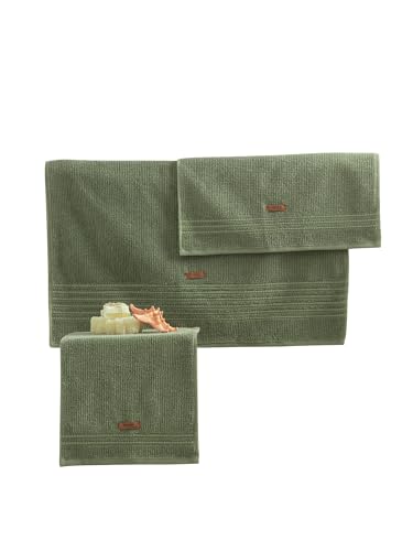 Foutastic Luxury Green Towel Set (3-Piece) - 100% Cotton, Bath (75 x 150 cm), Hand (50 x 90 cm), Laundry (30 x 50 cm) - Machine Washable, Soft and Absorbent