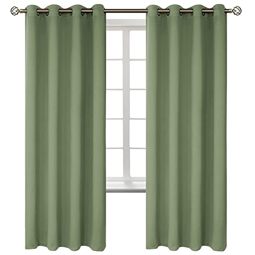 BGment Room Darkening Curtains 72 Inches Long - Grommet Thermal Insulated Drapes Window Treatment Curtains for Bedroom, 2 Panels, 52 x 72 Inch, Grass Green