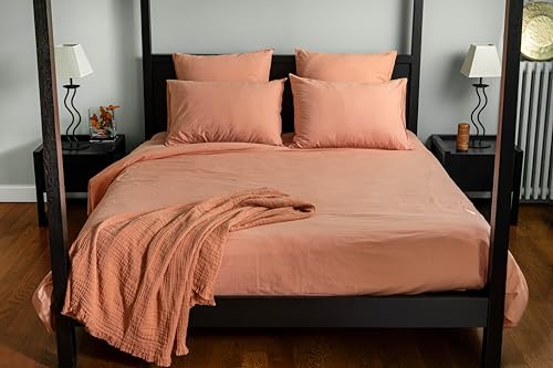 Toison d'or Cap Ferret Bolster Pillowcase, 43 x 200 cm, Terracotta
