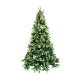 6Ft/1.8m Californian Boulder Pine Bushy Look Luxurious Forest Green Artificial Christmas Tree Pine Cones Hinged Branches Xmas Home Showroom Centerpiece Decorations