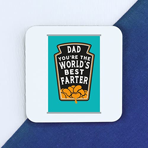 eBuyGB World's Best Farter Coaster, Baked Beans Drinks Mat, Dad You're The World's Best Farter - Funny Coaster, Birthday, Father's Day Gift, Bean Pun Gift for Daddy, Him