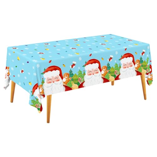 Gatherfun 2-Pack 54x108 Santa-Themed Disposable Tablecloths - for Merry Christmas Party Decorations & Supplies