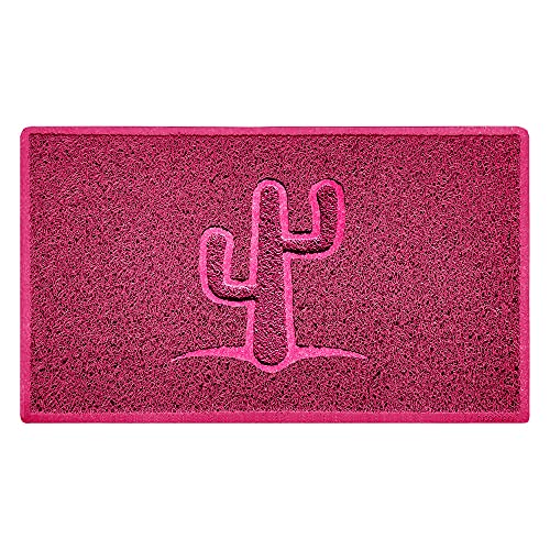 Nicoman Cactus Embossed Shape Door Mat Dirt-Trapper Washable Barrier Doormat-(Use Indoor or Sheltered Outdoor)-(75x44cm/29.5x17.3inches,Medium) Pink