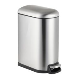 Relaxdays 10L Pedal Bin with Soft Close, Removable Inner Basket, Bathroom Cosmetic Lid, Silver 39x18.5x31.5cm